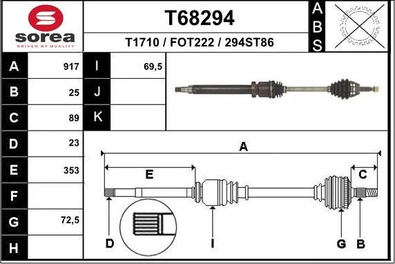 EAI T68294 - Albero motore / Semiasse autozon.pro