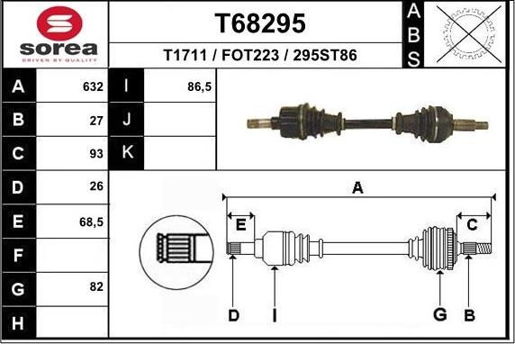 EAI T68295 - Albero motore / Semiasse autozon.pro