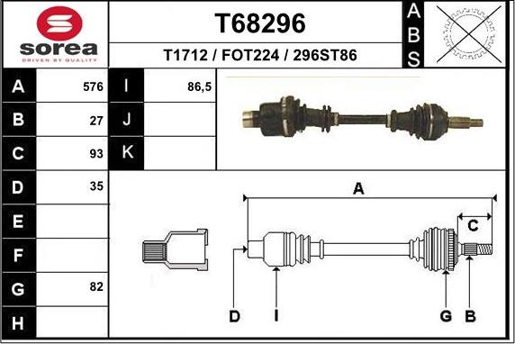 EAI T68296 - Albero motore / Semiasse autozon.pro