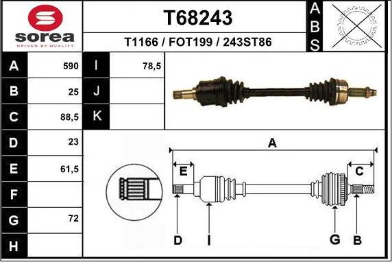 EAI T68243 - Albero motore / Semiasse autozon.pro