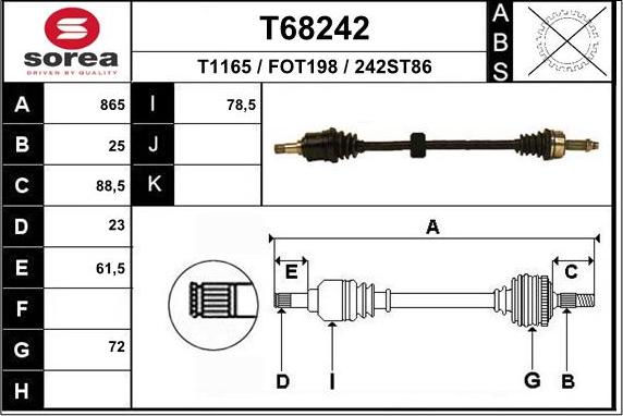 EAI T68242 - Albero motore / Semiasse autozon.pro