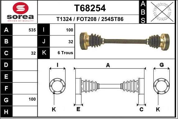 EAI T68254 - Albero motore / Semiasse autozon.pro