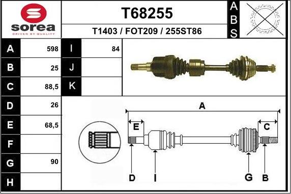 EAI T68255 - Albero motore / Semiasse autozon.pro