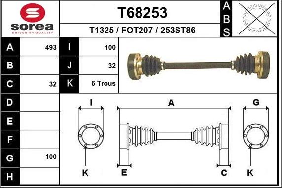 EAI T68253 - Albero motore / Semiasse autozon.pro