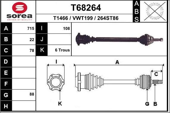 EAI T68264 - Albero motore / Semiasse autozon.pro