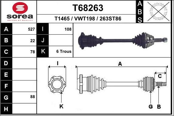 EAI T68263 - Albero motore / Semiasse autozon.pro