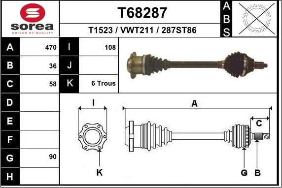 EAI T68287 - Albero motore / Semiasse autozon.pro