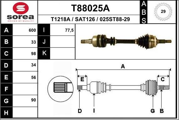 EAI T88025A - Albero motore / Semiasse autozon.pro