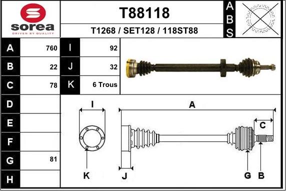 EAI T88118 - Albero motore / Semiasse autozon.pro