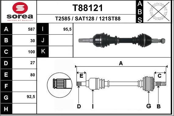 EAI T88121 - Albero motore / Semiasse autozon.pro