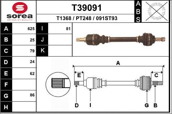 EAI T39091 - Albero motore / Semiasse autozon.pro