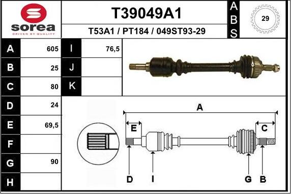 EAI T39049A1 - Albero motore / Semiasse autozon.pro