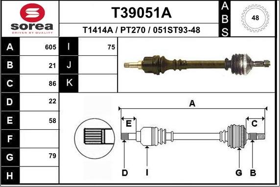 EAI T39051A - Albero motore / Semiasse autozon.pro