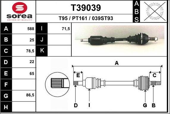 EAI T39039 - Albero motore / Semiasse autozon.pro