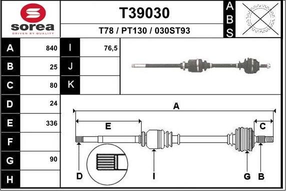 EAI T39030 - Albero motore / Semiasse autozon.pro