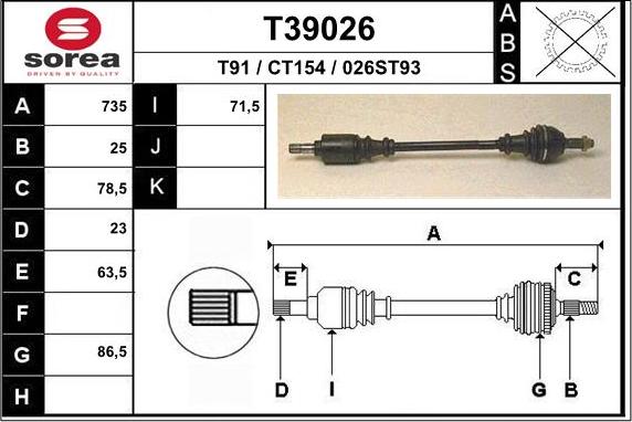 EAI T39026 - Albero motore / Semiasse autozon.pro