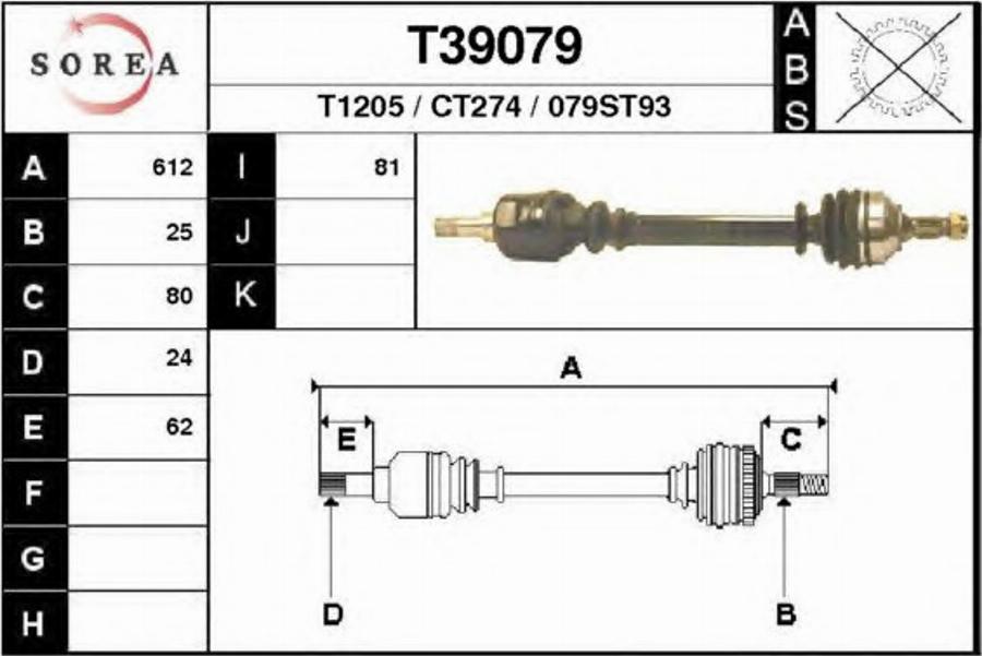 EAI T39079 - Albero motore / Semiasse autozon.pro