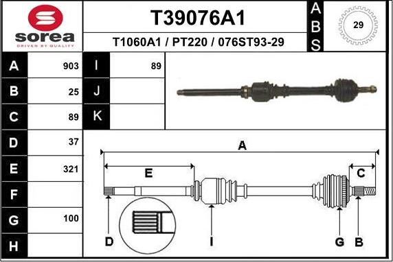 EAI T39076A1 - Albero motore / Semiasse autozon.pro