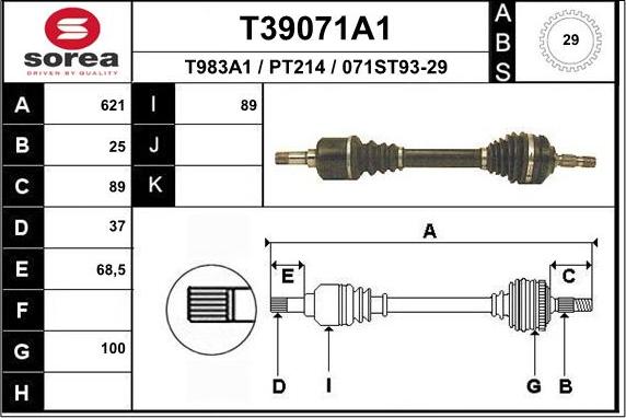 EAI T39071A1 - Albero motore / Semiasse autozon.pro