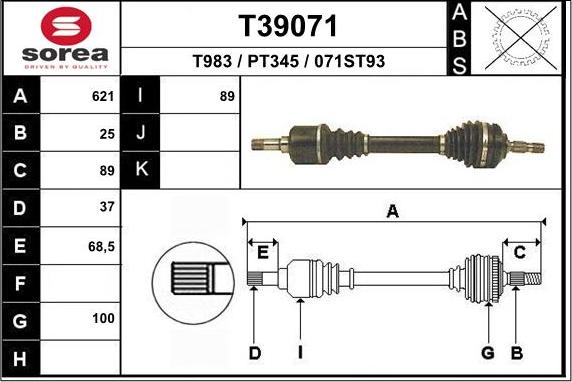 EAI T39071 - Albero motore / Semiasse autozon.pro