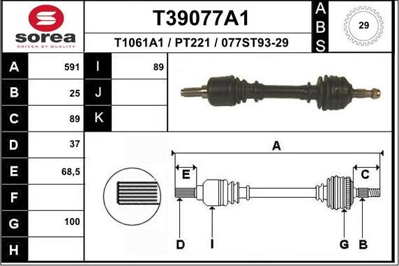 EAI T39077A1 - Albero motore / Semiasse autozon.pro