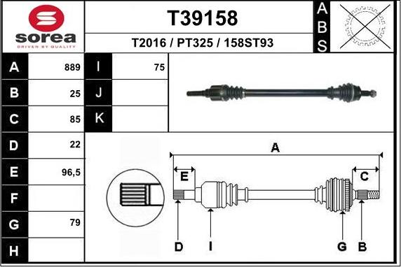 EAI T39158 - Albero motore / Semiasse autozon.pro