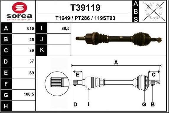 EAI T39119 - Albero motore / Semiasse autozon.pro