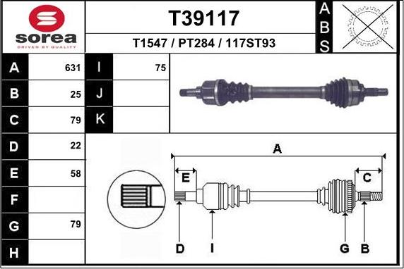 EAI T39117 - Albero motore / Semiasse autozon.pro