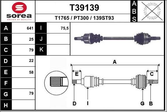 EAI T39139 - Albero motore / Semiasse autozon.pro