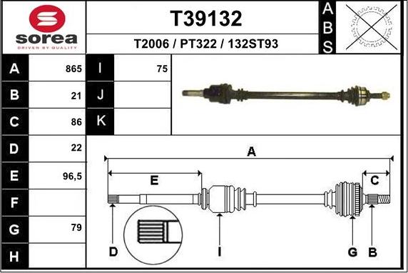 EAI T39132 - Albero motore / Semiasse autozon.pro