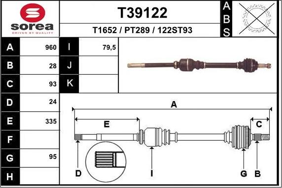 EAI T39122 - Albero motore / Semiasse autozon.pro