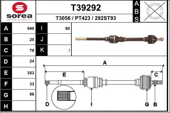 EAI T39292 - Albero motore / Semiasse autozon.pro