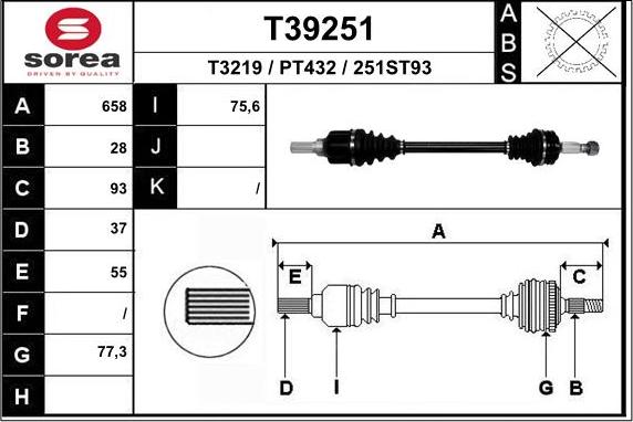 EAI T39251 - Albero motore / Semiasse autozon.pro