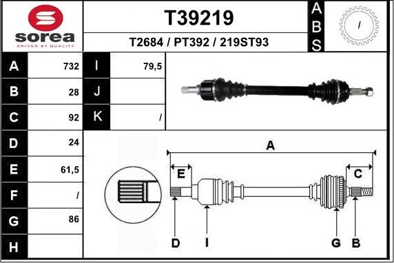 EAI T39219 - Albero motore / Semiasse autozon.pro