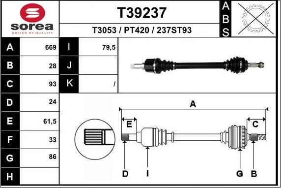 EAI T39237 - Albero motore / Semiasse autozon.pro