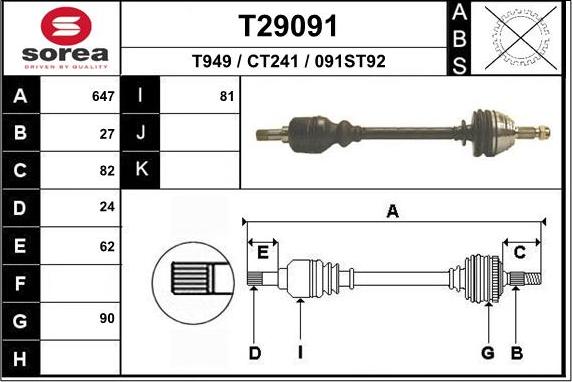 EAI T29091 - Albero motore / Semiasse autozon.pro