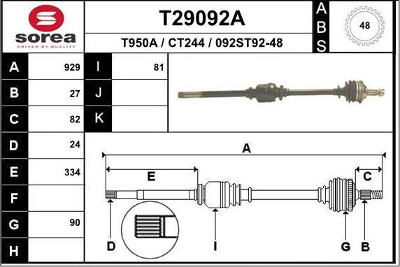 EAI T29092A - Albero motore / Semiasse autozon.pro