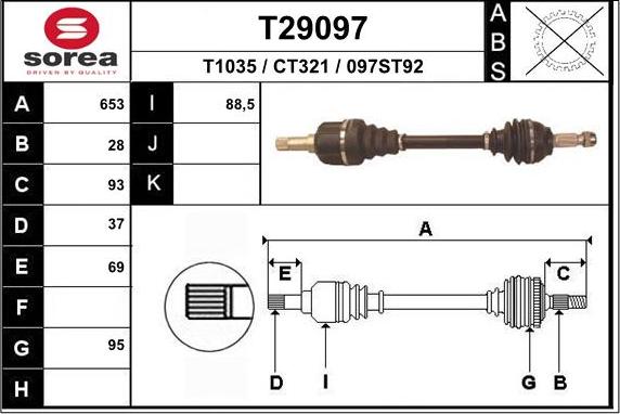 EAI T29097 - Albero motore / Semiasse autozon.pro