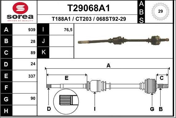 EAI T29068A1 - Albero motore / Semiasse autozon.pro