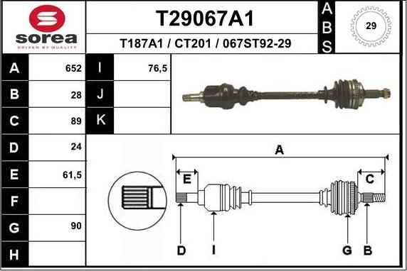 EAI T29067A1 - Albero motore / Semiasse autozon.pro