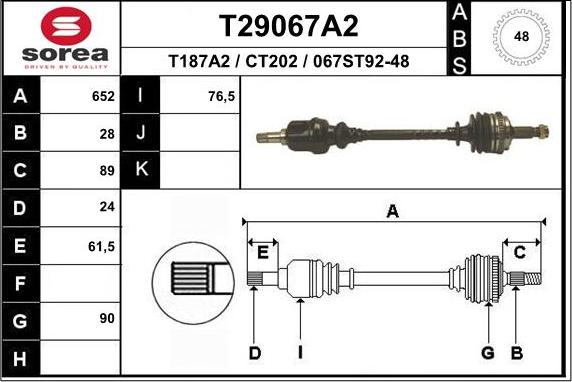 EAI T29067A2 - Albero motore / Semiasse autozon.pro