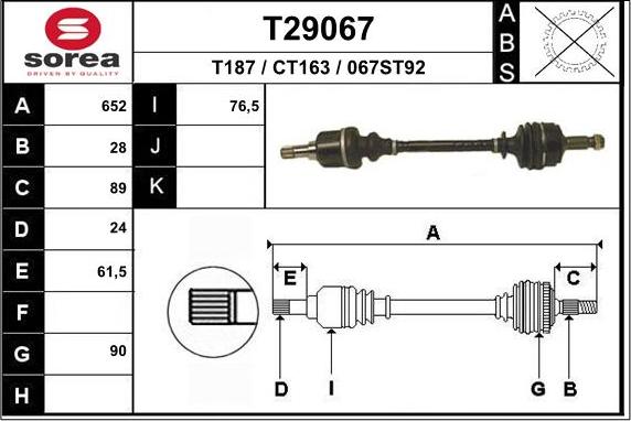 EAI T29067 - Albero motore / Semiasse autozon.pro