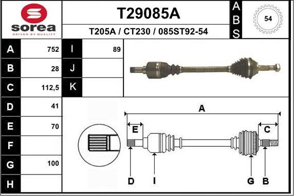 EAI T29085A - Albero motore / Semiasse autozon.pro