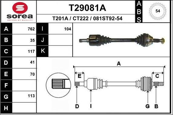 EAI T29081A - Albero motore / Semiasse autozon.pro