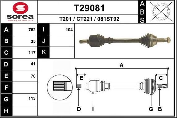 EAI T29081 - Albero motore / Semiasse autozon.pro