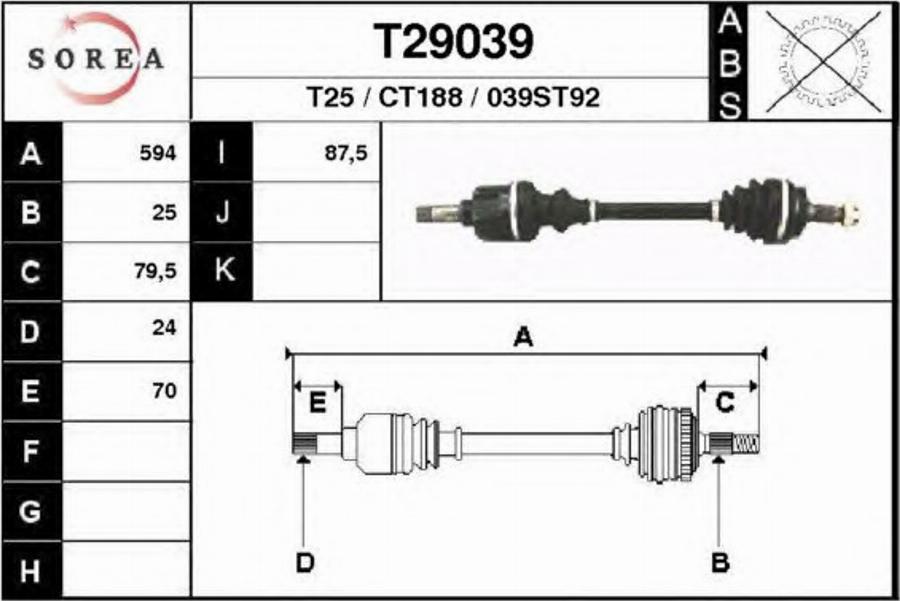 EAI T29039 - Albero motore / Semiasse autozon.pro