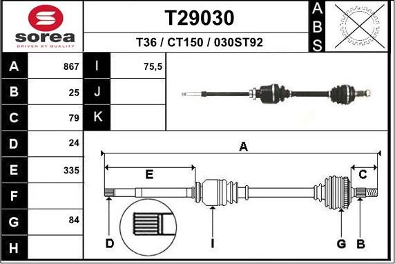 EAI T29030 - Albero motore / Semiasse autozon.pro