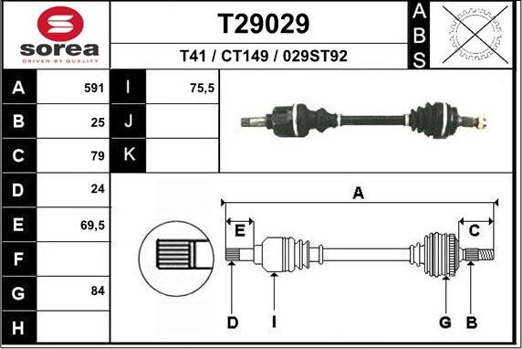 EAI T29029 - Albero motore / Semiasse autozon.pro