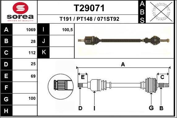 EAI T29071 - Albero motore / Semiasse autozon.pro