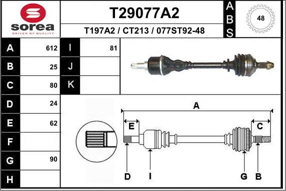 EAI T29077A2 - Albero motore / Semiasse autozon.pro